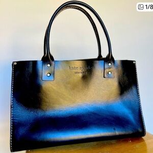Kate Spade Black Leather Tote Handbag